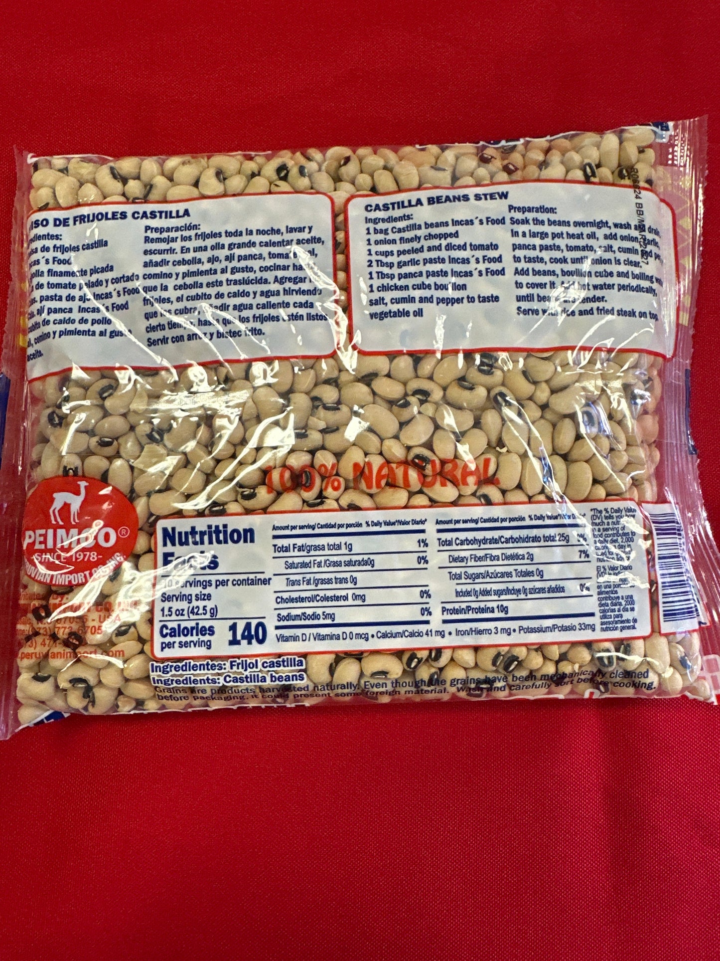 Frijol Castilla (425g) 15oz inca’s Food