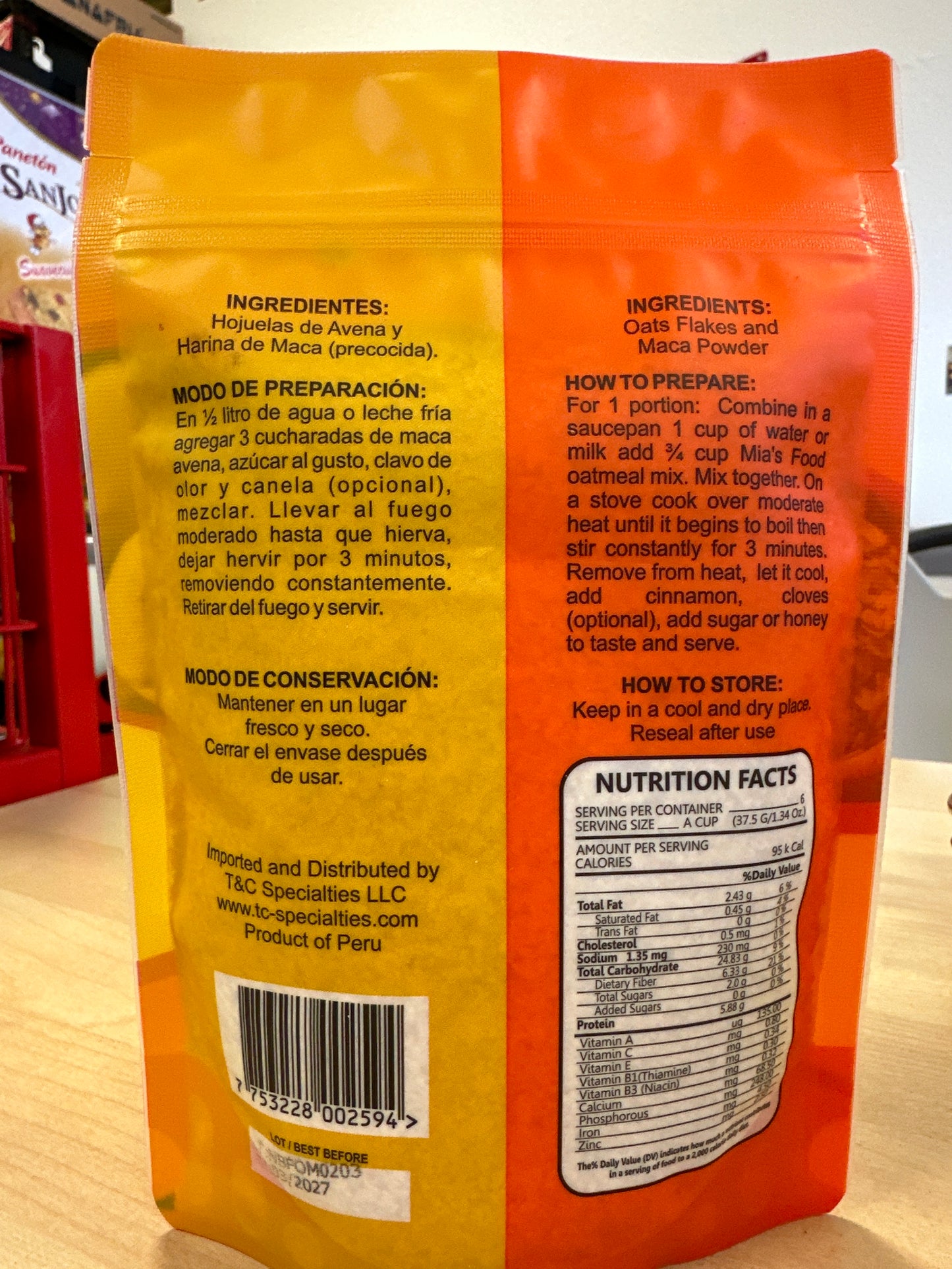 Mia’s Food,Maca avena/ OATS WITH MACA 225g/ 8oz