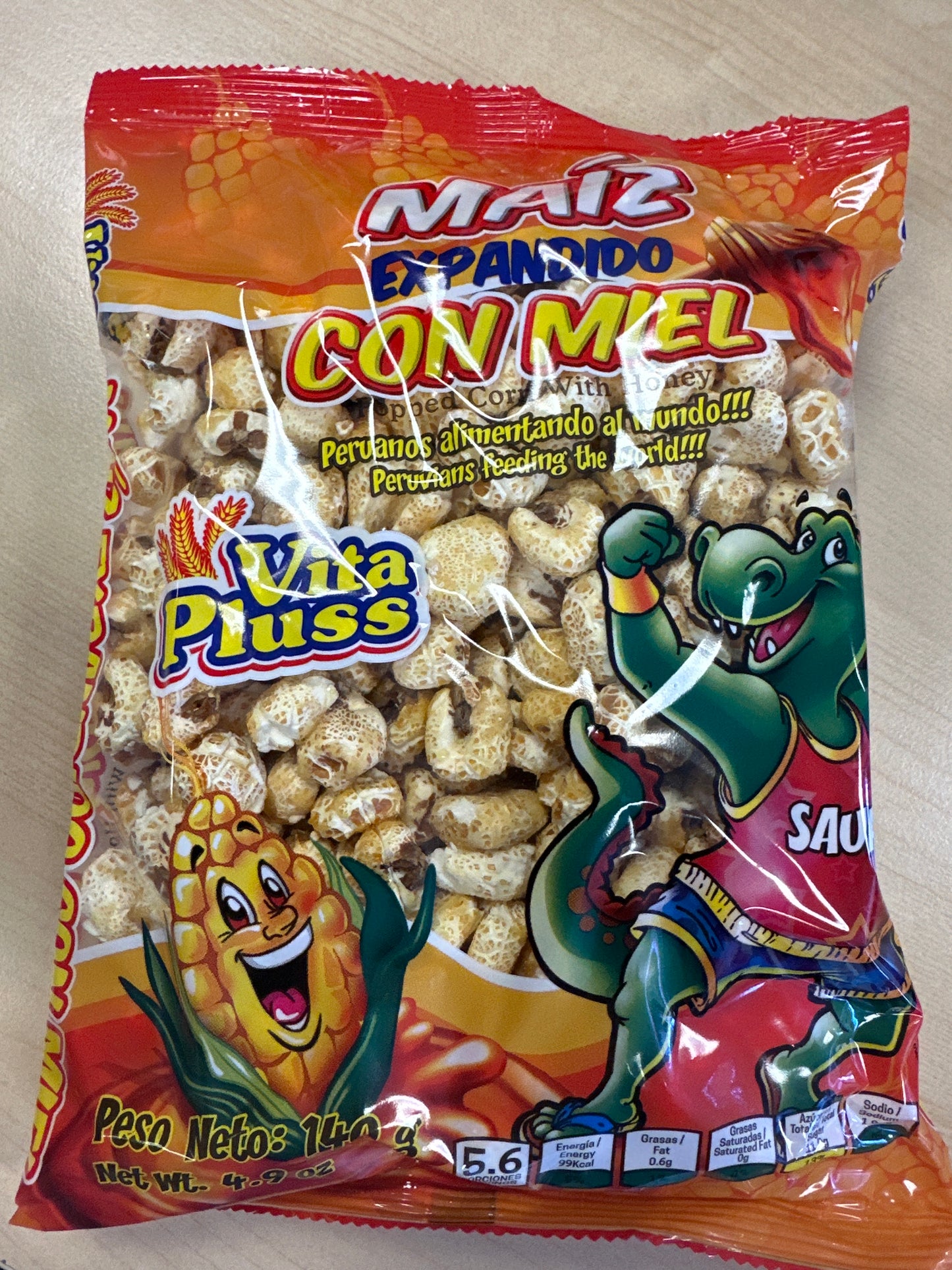 Maiz expandido con miel/ popped corn with honey 140g/4.9g