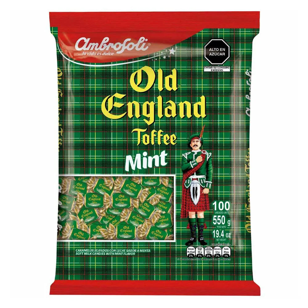 Toffee Sabor Menta Old England Toffee 100un. “Ordena directo 📲 818-339-8192 (no compras por la web)”