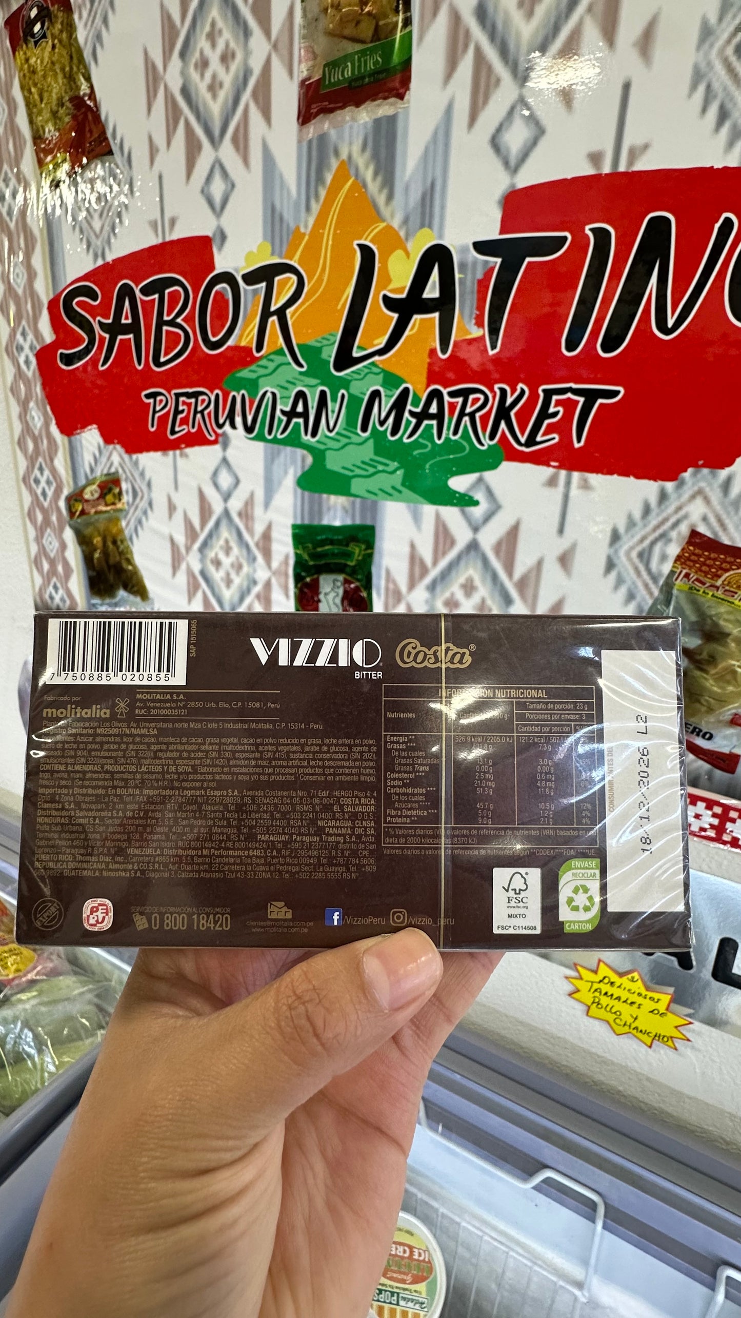 Chocolate Bitter Vizzio Costa 69g (“Ordena directo 📲 818-339-8192 (no compras por la web)”