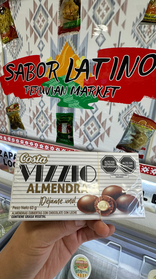 Almendras con Cobertura de Chocolate Vizzio 63g  “Ordena directo 📲 818-339-8192 (no compras por la web)”