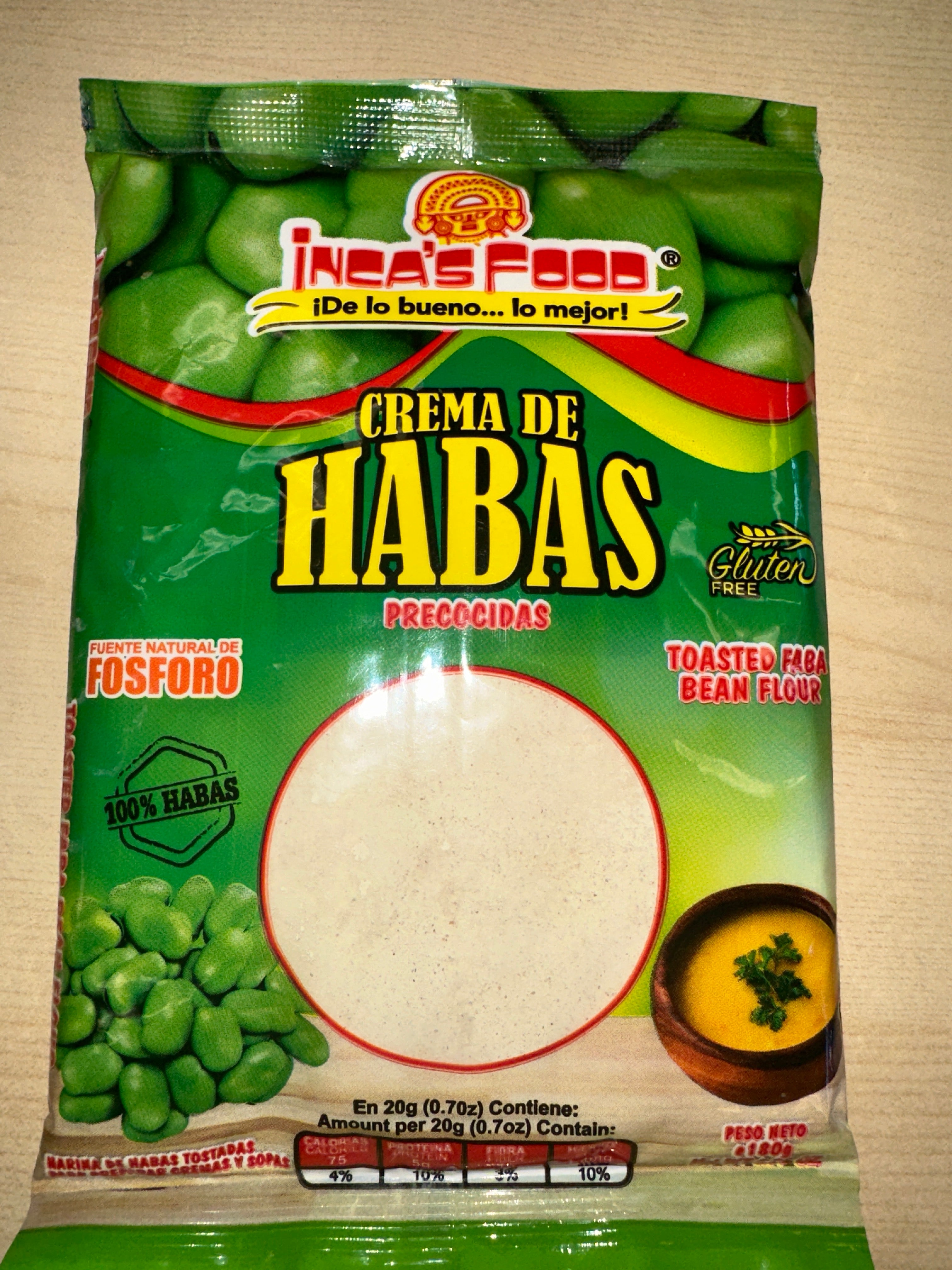 Inca Food, Crema de Habas (precocidas)180g(6.32oz)