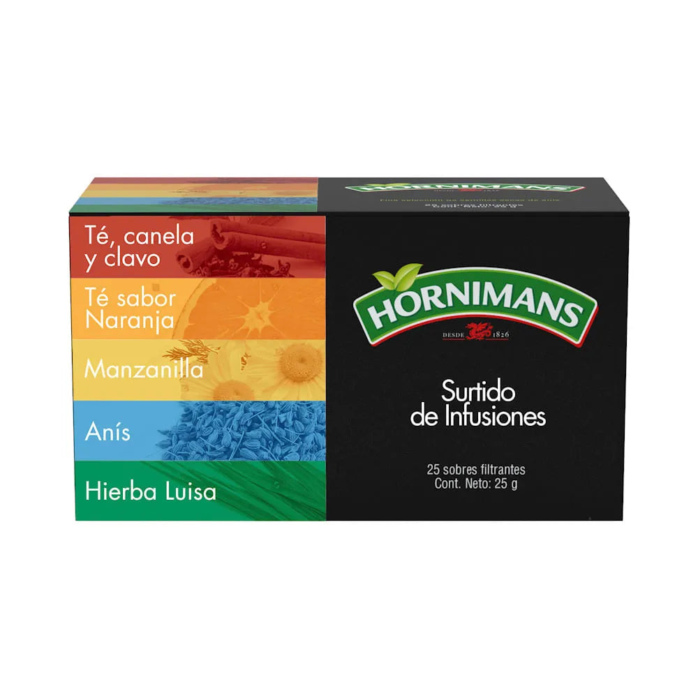 Surtido de Infusiones Hornimans 25unidades “Ordena directo 📲 818-339-8192 (no compras por la web)”
